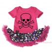 Halloween Hot Pink Baby Bodysuit Rainbow Skeleton Pettiskirt & Smile Skeleton Print JS4748